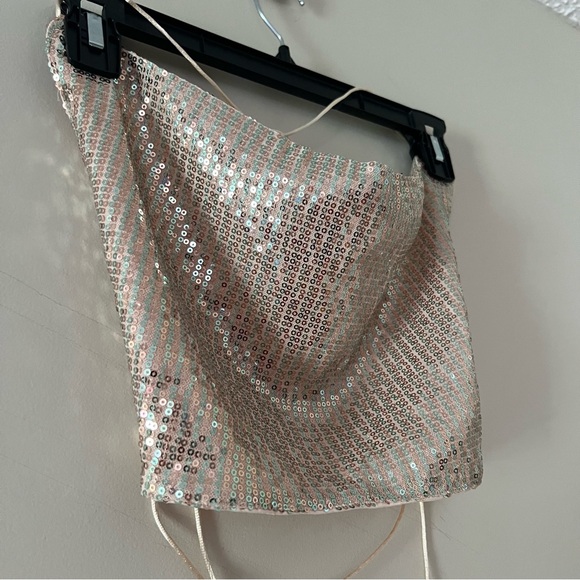 HELLO MOLLY LEGENDARY SHINE CROP Top Lace Up Corset Back GOLD SEQUIN - Picture 10 of 13